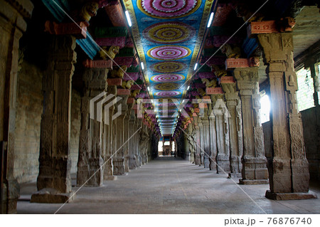 Pillared Corridor at Meenakshi Temple Pillared Corridor at Meenakshi Temple 76876740