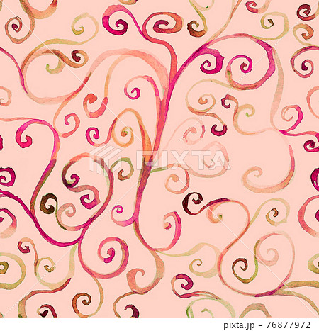 Colorful abstract Seamless pattern with hand drawn watercolor swirls on beige background. Stock illustration 76877972