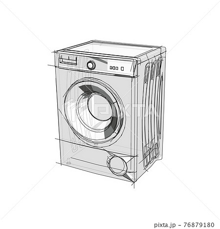 Technical Drawing Of A Washing Machine In An のイラスト素材