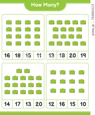 Counting game, how many Luggage. Educational children game, printable worksheet, vector illustration Counting game, how many Luggage. Educational children game, printable worksheet, vector illustration 76880323