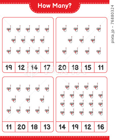 Counting game, how many Scuba Diving Mask. Educational children game, printable worksheet, vector illustration 76880324