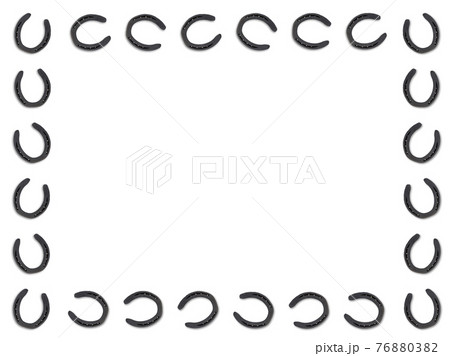 frame made of iron horseshoes on white background frame made of iron horseshoes on white background 76880382