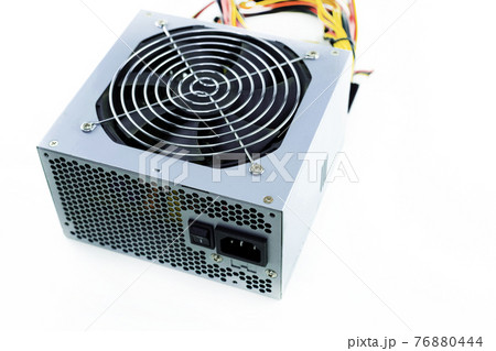 silver power supply fan top view on isolated background silver power supply fan top view on isolated background 76880444