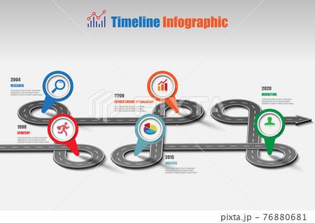 Business road map timeline infographic template with pointers, Vector Illustration 76880681