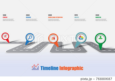 Business road map timeline infographic template with pointers, Vector Illustration 76880687