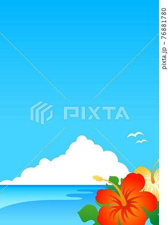 海とハイビスカスのイラストイメージのイラスト素材 海とハイビスカスのイラストイメージのイラスト素材