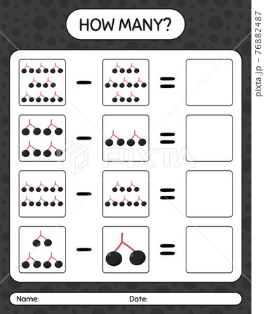 How many counting game elderberry. worksheet for preschool kids, kids activity sheet, printable worksheet 76882487