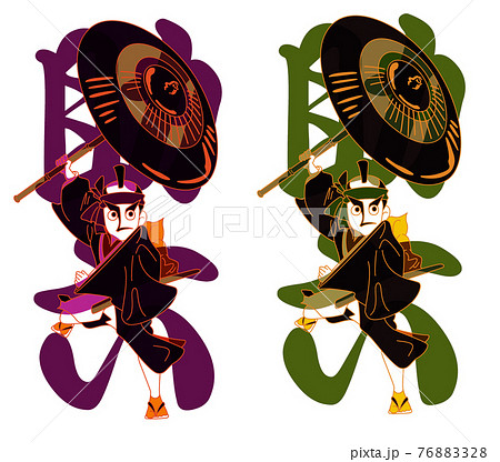 歌舞伎 キャラクター 助六 バリエーション 002のイラスト素材 7628