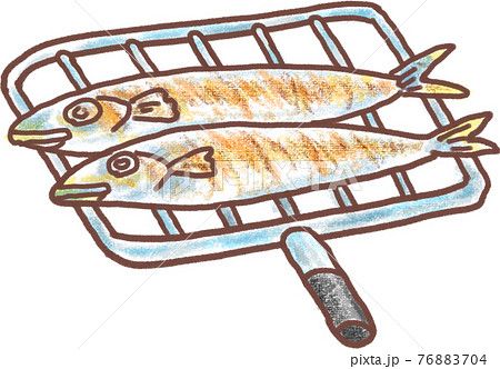 秋刀魚の塩焼きのイラスト素材