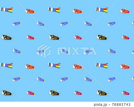 鯉のぼり 青色の背景の壁紙のイラスト素材