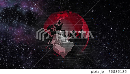 Red Earth Concept of Global Warming. Big data 3d Earth. Binary code surrounding globe rotating. Retro digital Earth. Digital data globe,abstract 3D rendering of data network surrounding planet earth. 76886186
