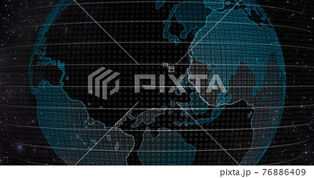 Big data 3d Earth. Binary code surrounding globe rotating. Retro digital Earth. Digital data globe,abstract 3D rendering of data network surrounding planet earth. Earth View From Outer Space 76886409