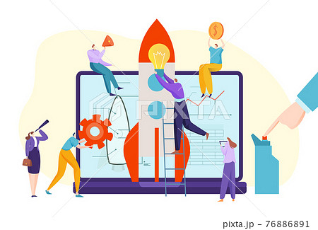 Teamwork business activity, startup modern application development, people character biz idea flat vector illustration, isolated on white. Teamwork business activity, startup modern application development, people character biz idea flat vector illustration, isolated on white. 76886891