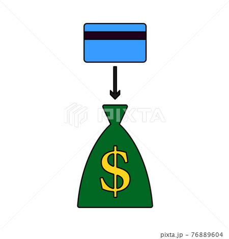 Credit Card With Arrow To Money Bag Icon Credit Card With Arrow To Money Bag Icon 76889604