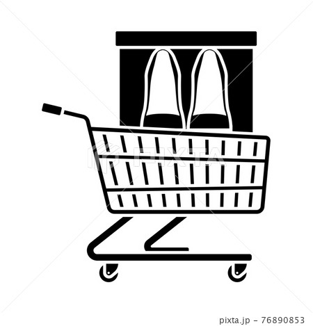 Shopping Cart With Shoes In Box Icon Shopping Cart With Shoes In Box Icon 76890853