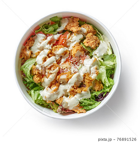caesar salad with fried chicken meat caesar salad with fried chicken meat 76891526