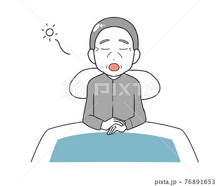 寝室 あくび 高齢男性のイラスト素材