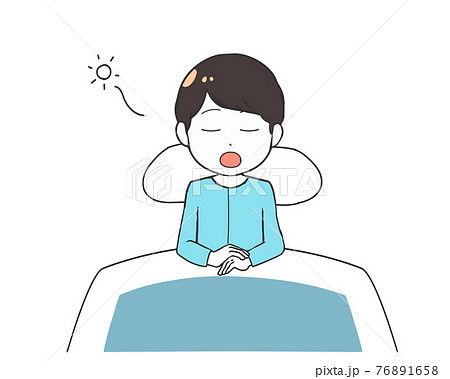 寝室 あくび 男の子のイラスト素材