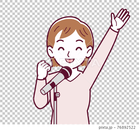 マイクに向かって話をする人 76892522