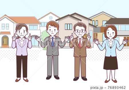 住宅街にいる会社の人々 76893462