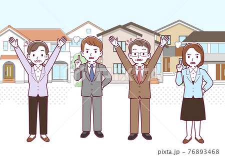 住宅街にいる会社の人々 76893468