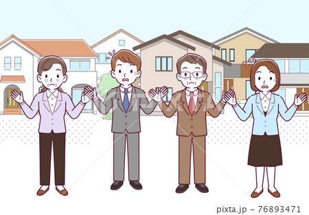 住宅街にいる会社の人々 76893471