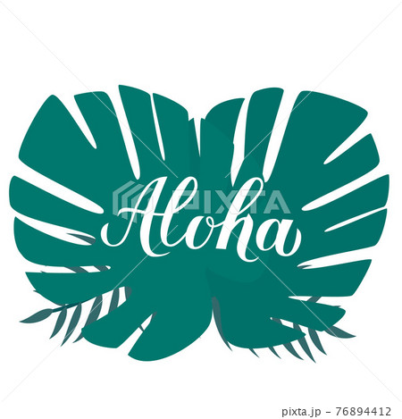 Aloha Calligraphy Brush Lettering And Palm のイラスト素材