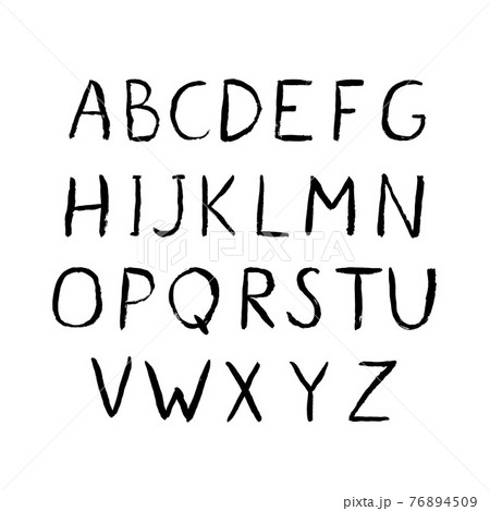 Hand drawn vector alphabet. Rouge painted grunge letters A-Z isolated on white. Sans serif font. Latin uppercase handwriting symbols. 76894509