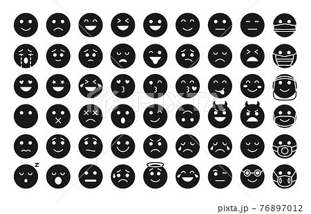 Black glyph emoji face icon smile love vector set Black glyph emoji face icon smile love vector set 76897012