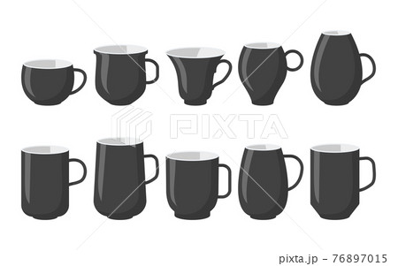 Black cartoon coffee cup mockup icon set vector 76897015