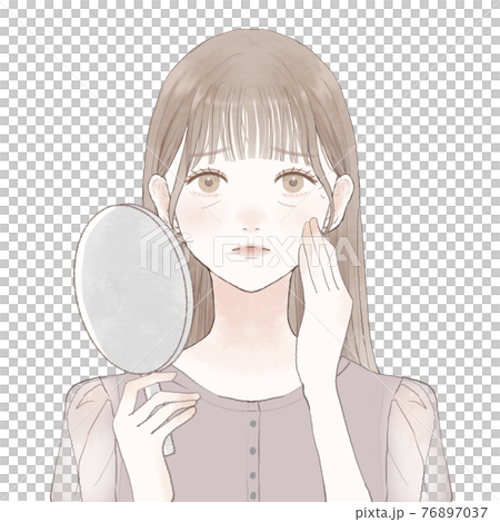 小じわに悩む女性 小じわに悩む女性 76897037