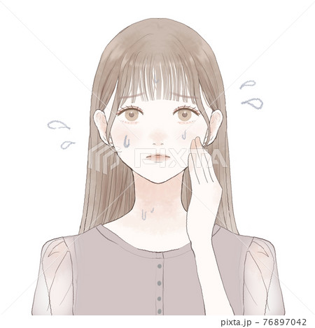 多汗症に悩む女性 76897042