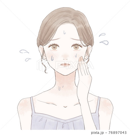 多汗症に悩む女性 76897043