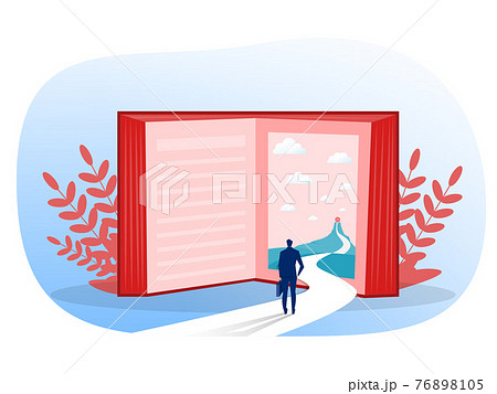 Businessman looking inside books forward to adventure go to goal to goal dream success concept .vector illustrator 76898105