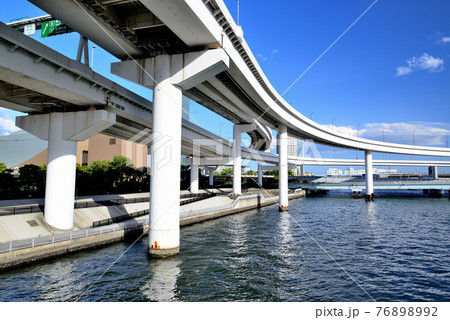 東京 首都高速湾岸線 有明ジャンクションの風景 東京 首都高速湾岸線 有明ジャンクションの風景 76898992
