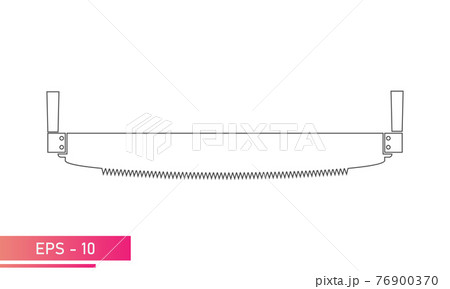 A woodcutter hand saw. For working in the forest. Linear design. On a white background. Tools for the woodcutter. Flat vector illustration. A woodcutter hand saw. For working in the forest. Linear design. On a white background. Tools for the woodcutter. Flat vector illustration. 76900370