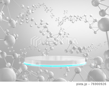 White pedestal for product show with white atoms on background. White pedestal for product show with white atoms on background. 76900926