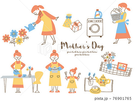 家事をするお母さん_セット02 76901765