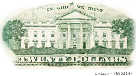 Close-up 20 US dollar banknotes, reverse side twenty dollar banknote depicting white house. Cash exchange currency. Close-up 20 US dollar banknotes, reverse side twenty dollar banknote depicting white house. Cash exchange currency. 76902147