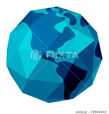 ポリゴンで表現した世界地図 地球 ベクターイラスト アメリカ大陸中心のイラスト素材