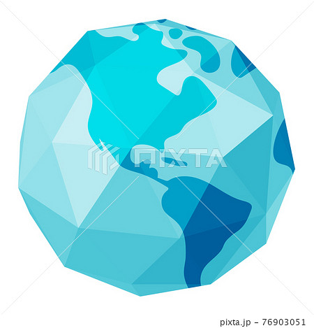 ポリゴンで表現した世界地図 地球 ベクターイラスト アメリカ大陸中心のイラスト素材
