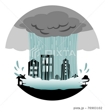 ゲリラ豪雨のイラストのイラスト素材