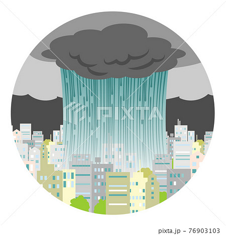 ゲリラ豪雨のイラストのイラスト素材