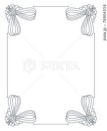 Decorative frame with swirls corners. Elegance border design. Linear contour for wedding or greeting banner. Isolated vector illustration 76904358