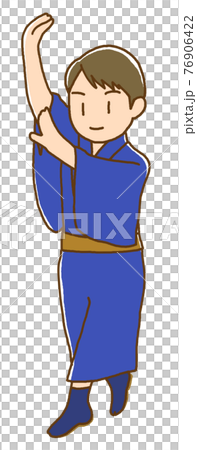 盆踊りする男性のイラスト素材