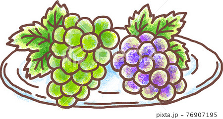 皿に乗ったブドウのイラスト素材