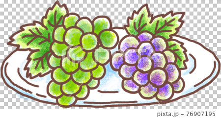 皿に乗ったブドウのイラスト素材