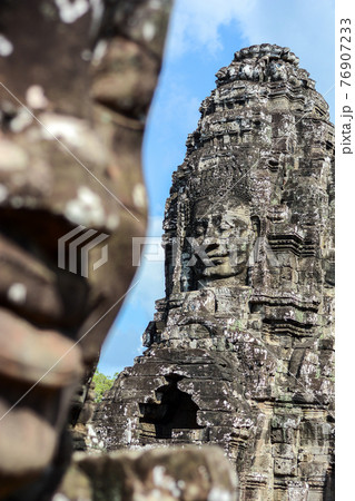 Face of ancient Bayon Temple Face of ancient Bayon Temple 76907233
