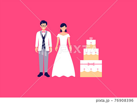 新郎新婦のイラスト ベクターセットのイラスト素材