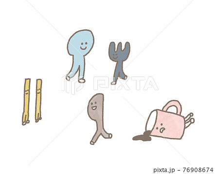 カトラリーの競走イラスト(カラー) カトラリーの競走イラスト(カラー) 76908674